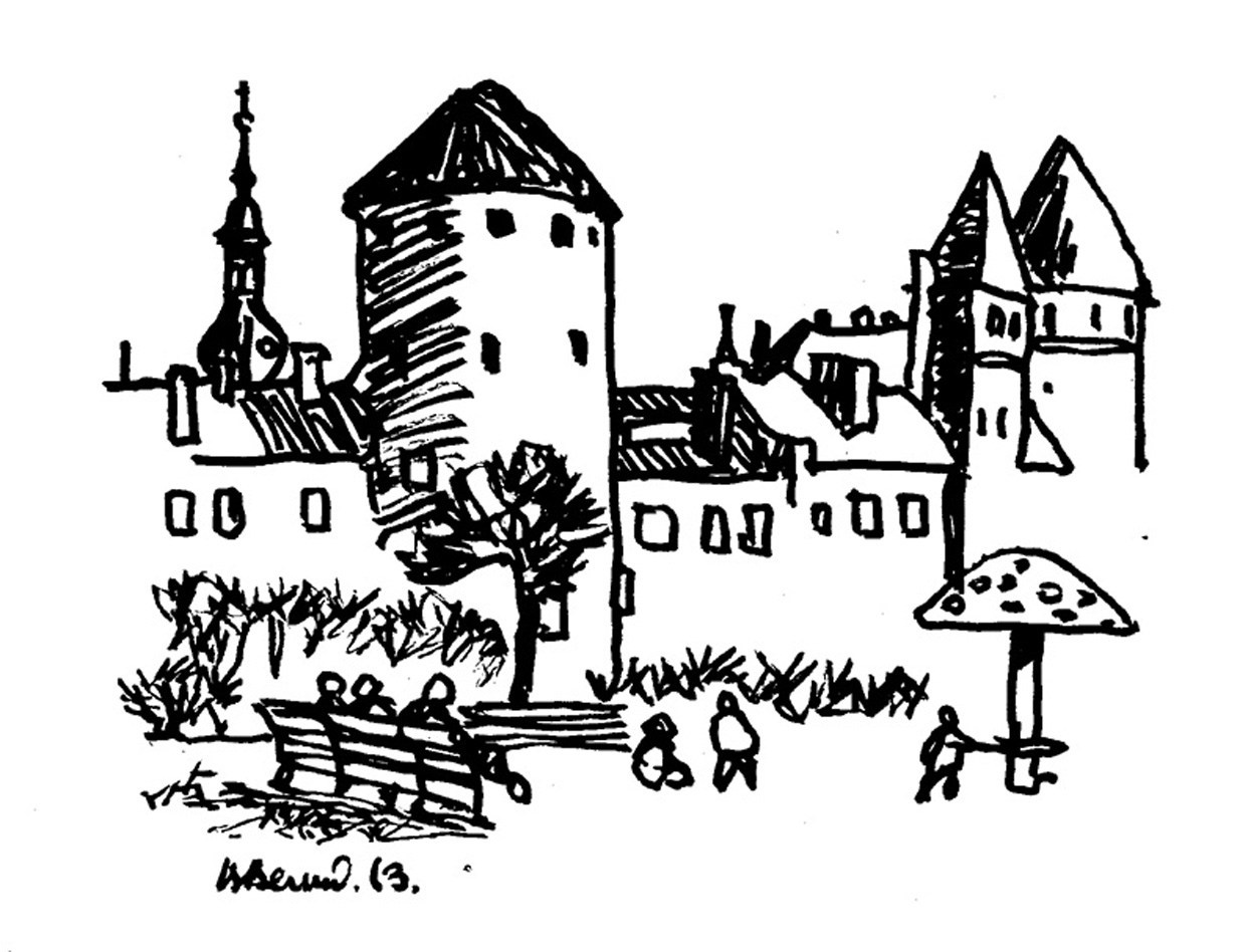 В Риге. 1963.Б.,тушь