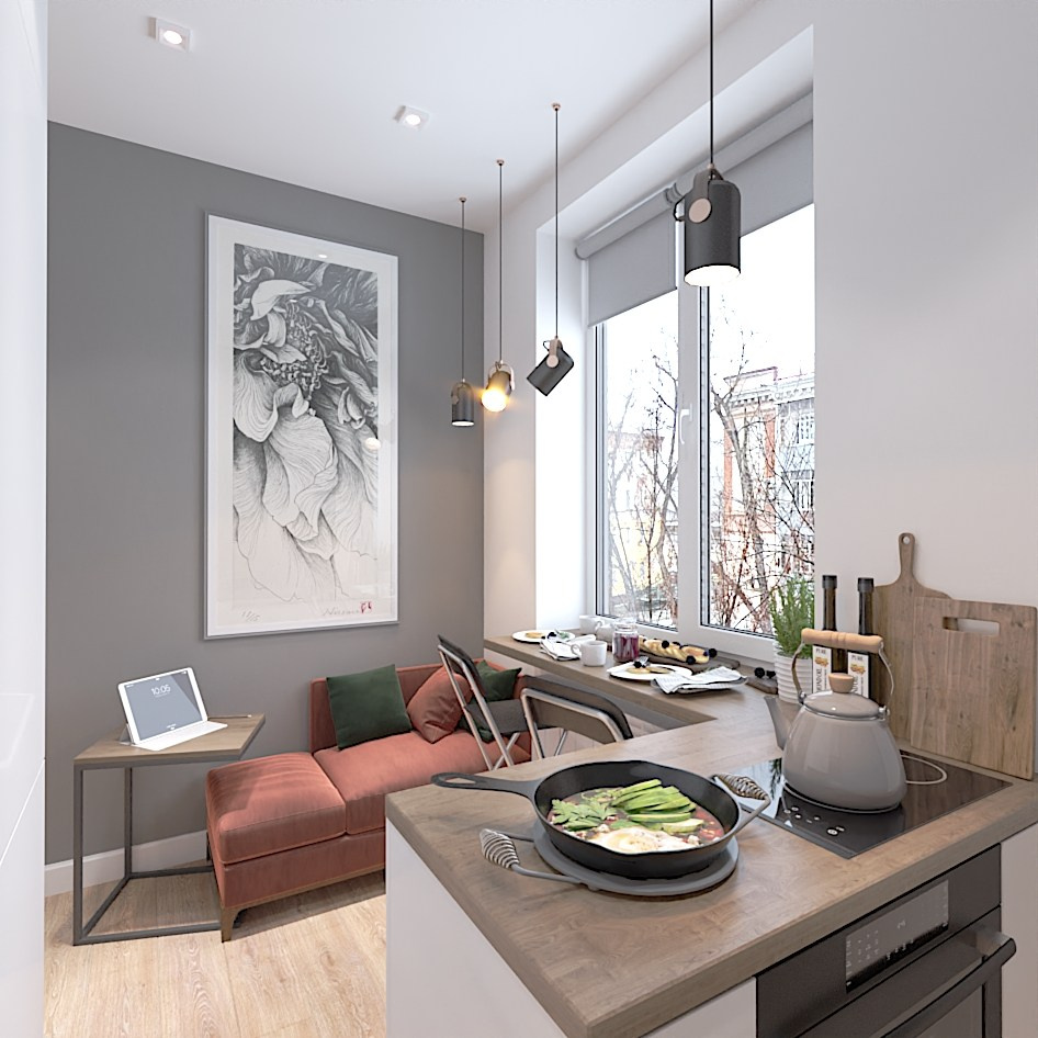 Маленькая кухня в хрущёвке. Студия интерьерной визуализации и дизайна FishkaRom в Краснодаре и по всей России