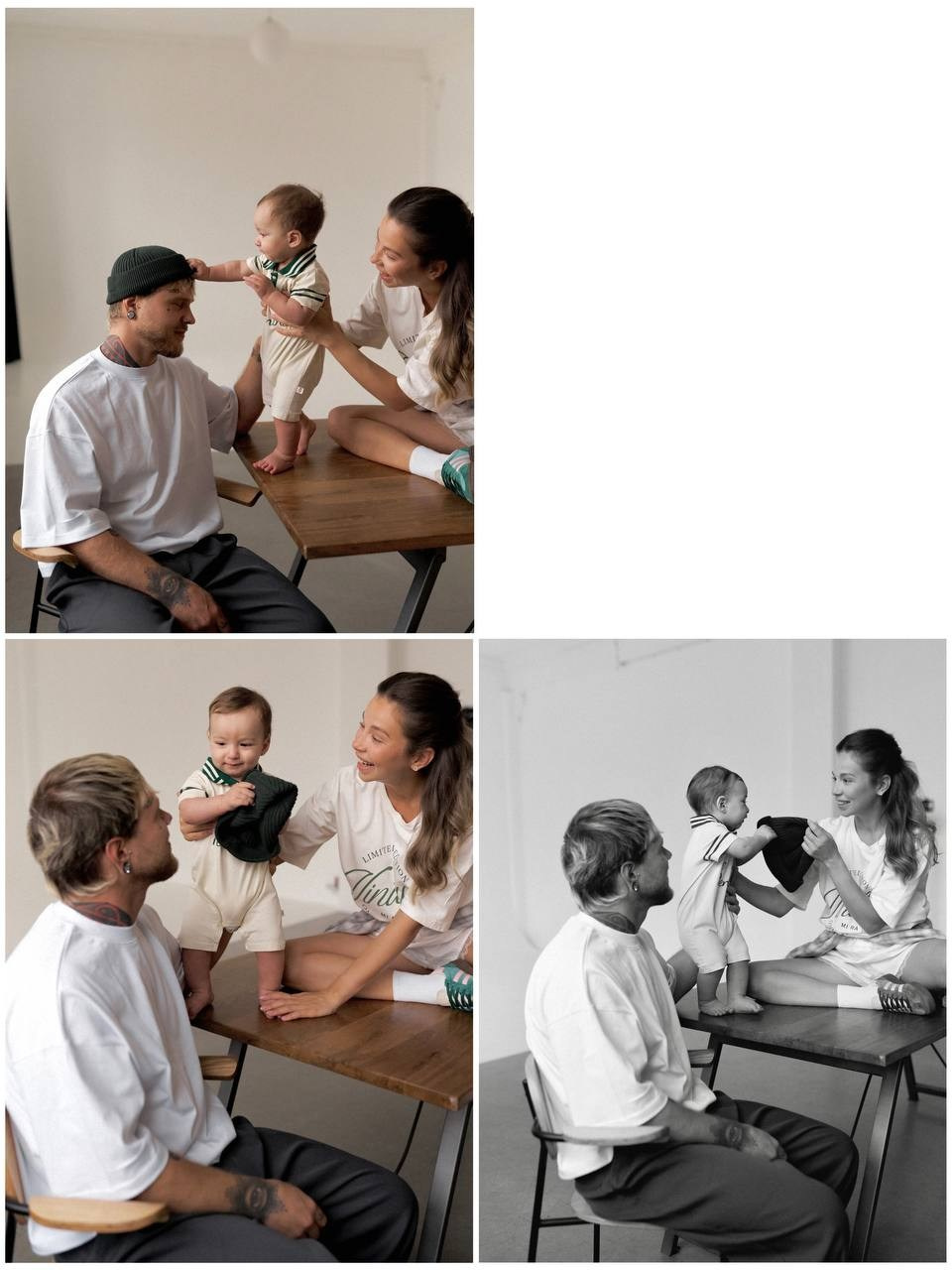 Коллаж из живых кадров семейной фотосессии