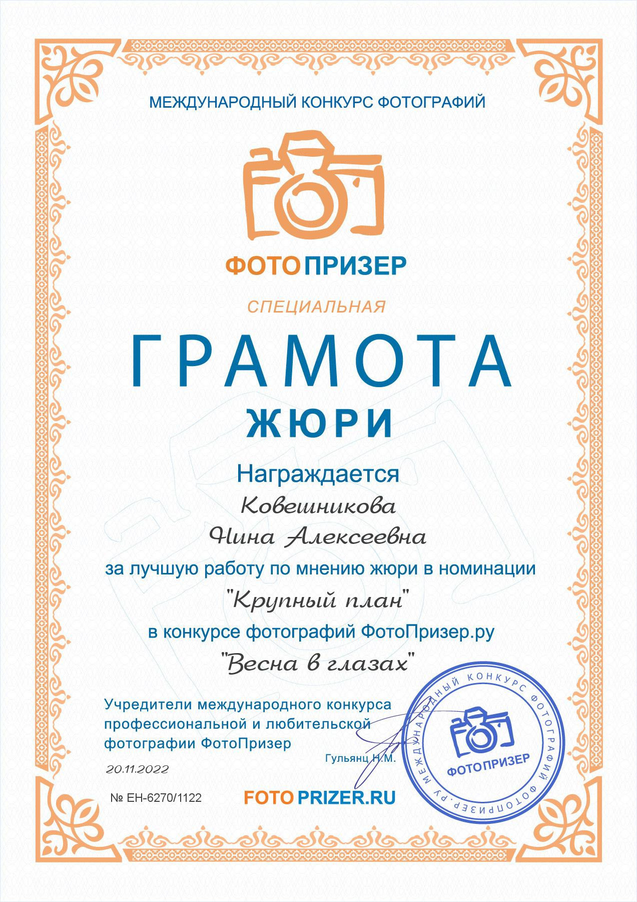 Сертификаты и грамоты. Нина Ковешникова