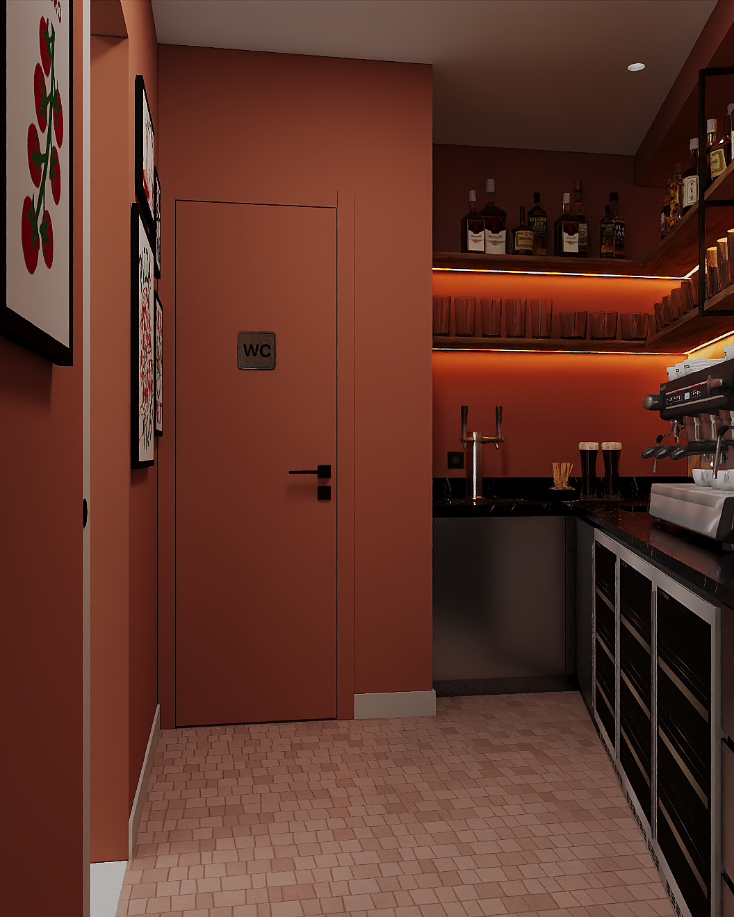 PIZZERIA PATE FINE, LA COLLE-SUR-LOUP. Irina Balykina — Interior 3D Visualization