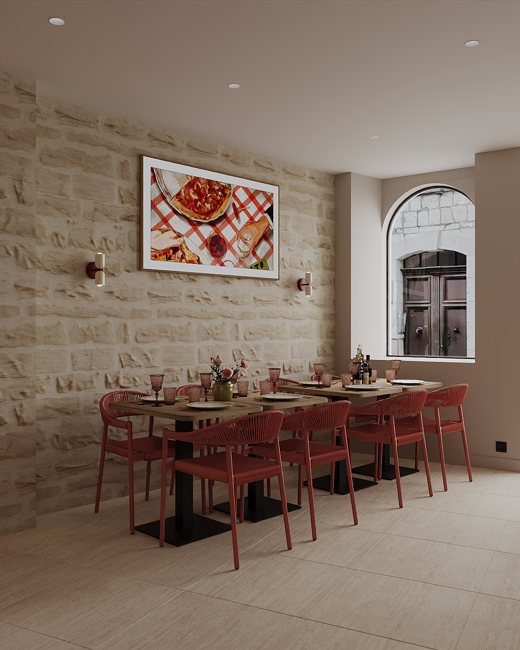 PIZZERIA PATE FINE, LA COLLE-SUR-LOUP. Irina Balykina — Interior 3D Visualization