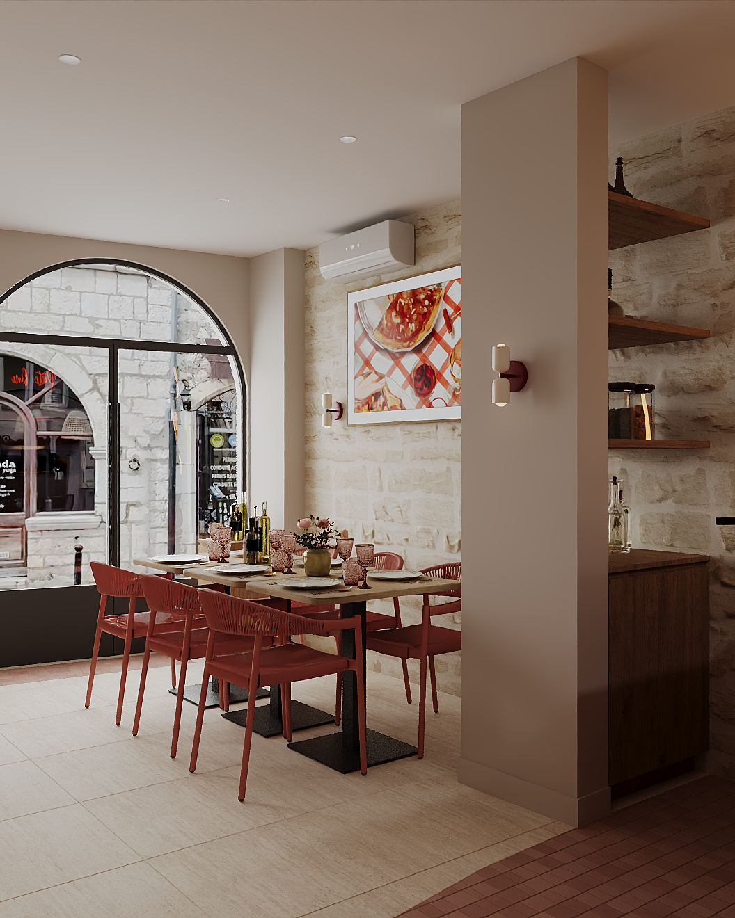 PIZZERIA PATE FINE, LA COLLE-SUR-LOUP. Irina Balykina — Interior 3D Visualization
