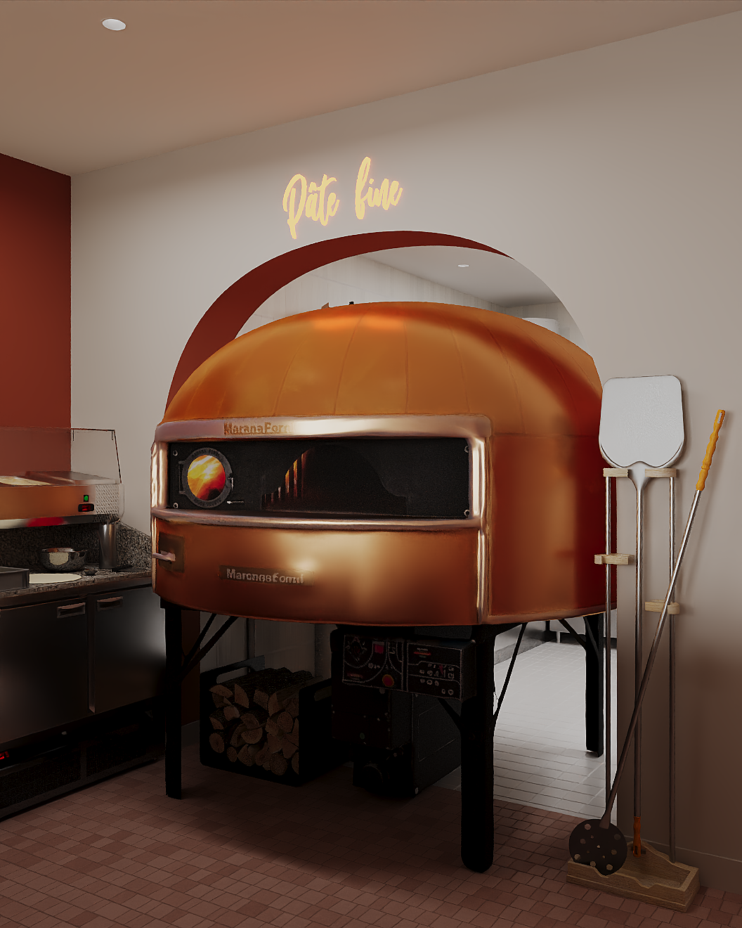 PIZZERIA PATE FINE, LA COLLE-SUR-LOUP. Irina Balykina — Interior 3D Visualization