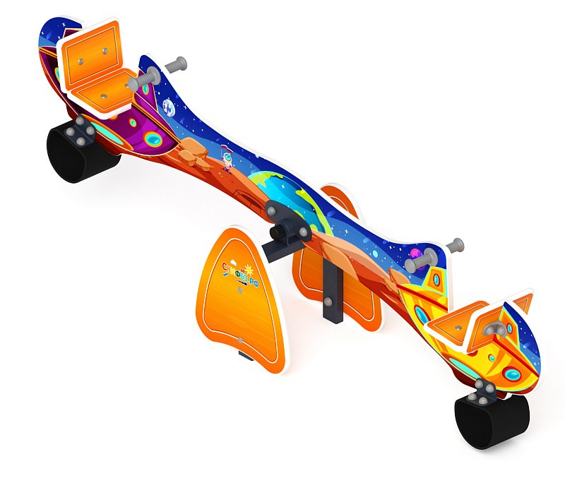 Качалка балансир со спинкой - ИО 21.Д.14.01-И1                                                                                                                                 Габариты (ШхДхВ): 2200x400x600                                                                                                                                                                        Зона безопасности, мм: 4200х2400                                                                                                                                                       Возрастные ограничения от 4 до 8 лет