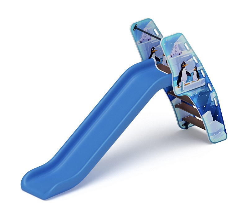 Горка пластиковая - ИО 42.01.01-01 - (голубой скат) Н-1200 (Снежная королева) Габариты (ШхДхВ): 3480х750х2000 Зона безопасности, мм: 6980х3750 Скат горки: H=1200 (пластиковый скат) Возрастные ограничения от 3 до 12 лет, весом не более 70 кг