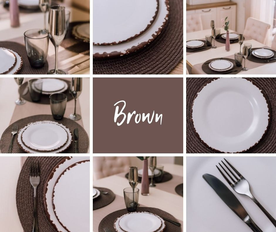 посуда в коричневом цвете сервировка стола в коричневом цвете