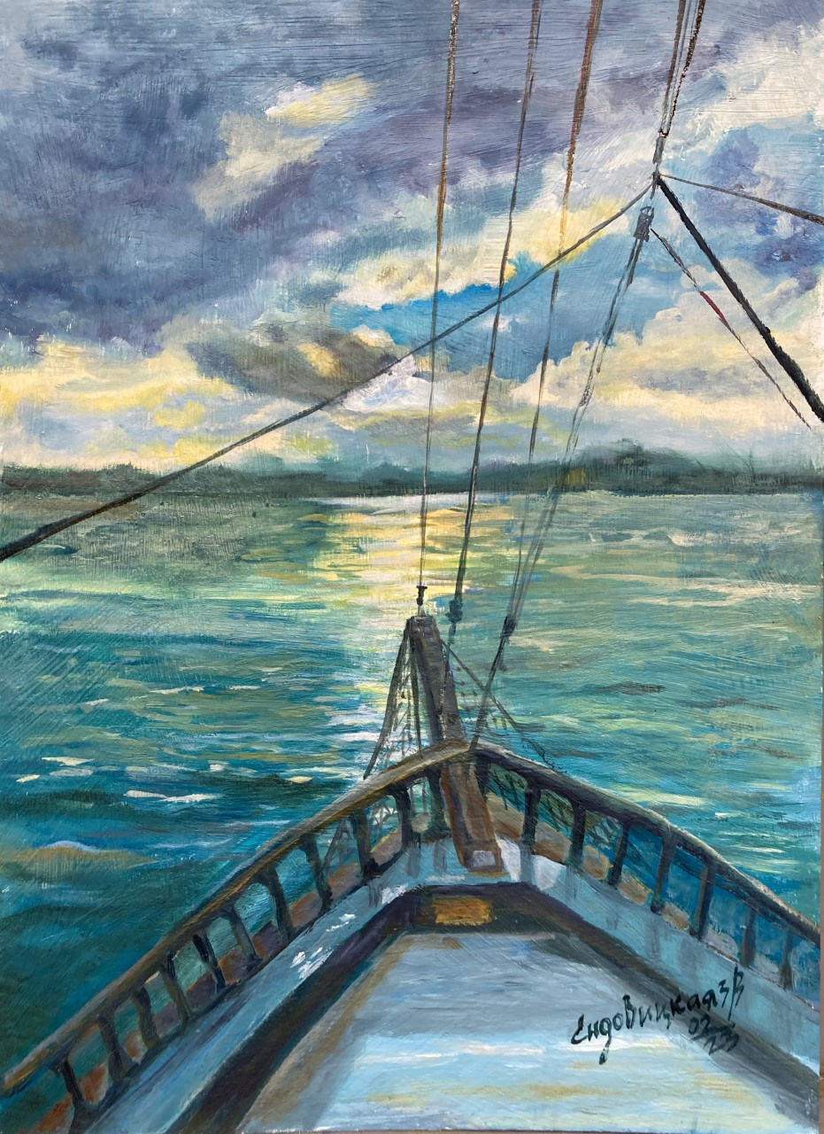 вид моря с носа яхты