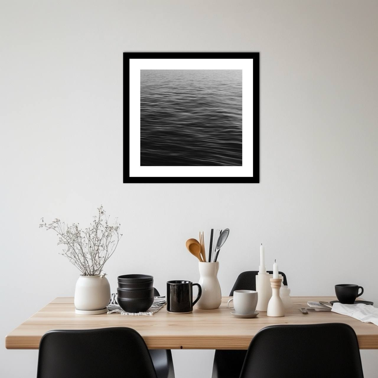 Чёрно-белая фотография, волны, вода, Байкал, озеро, минималистичный пейзаж, купить интерьерную фотографию, купить фотокартину купить авторскую фотографию в интерьер