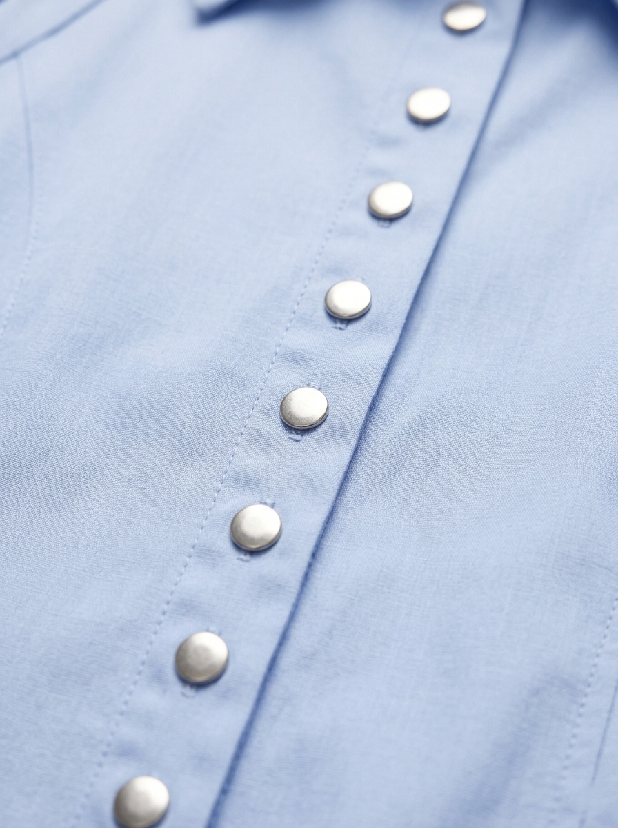 Детали одежды для маркетплейсов: крупный план пуговиц на голубом платье, обеспечивает качественный контент и экономию ресурсов