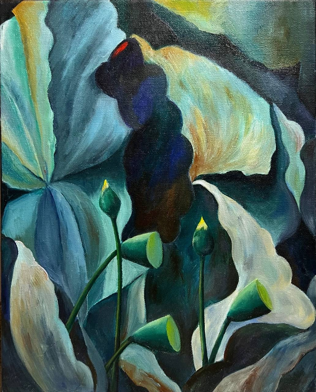 Water Lillies. Oil on linen. 40x30 cm 