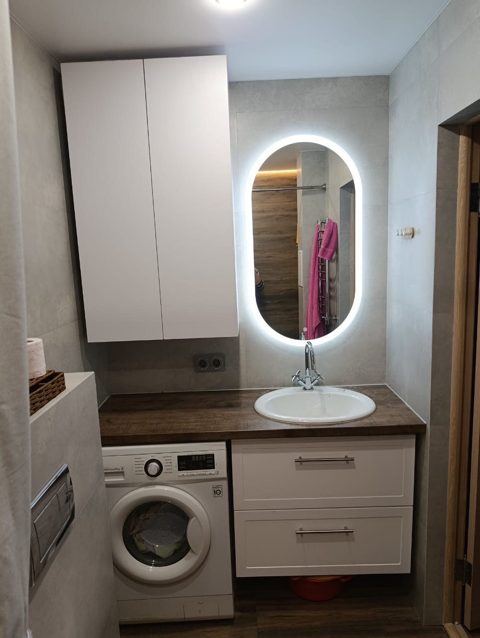 Ванная комната (ул. Голубятникова д. 30). Ремонт санузла, туалета, ванной под ключ в Казани. Укладка плитки