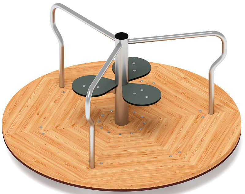 Карусель (Лиственница) ИО 30.24.03-01.Л Габариты (ШхДхВ): 1550х1550х810 Зона безопасности, мм: 5550х5550 Возрастные ограничения 3-14 лет