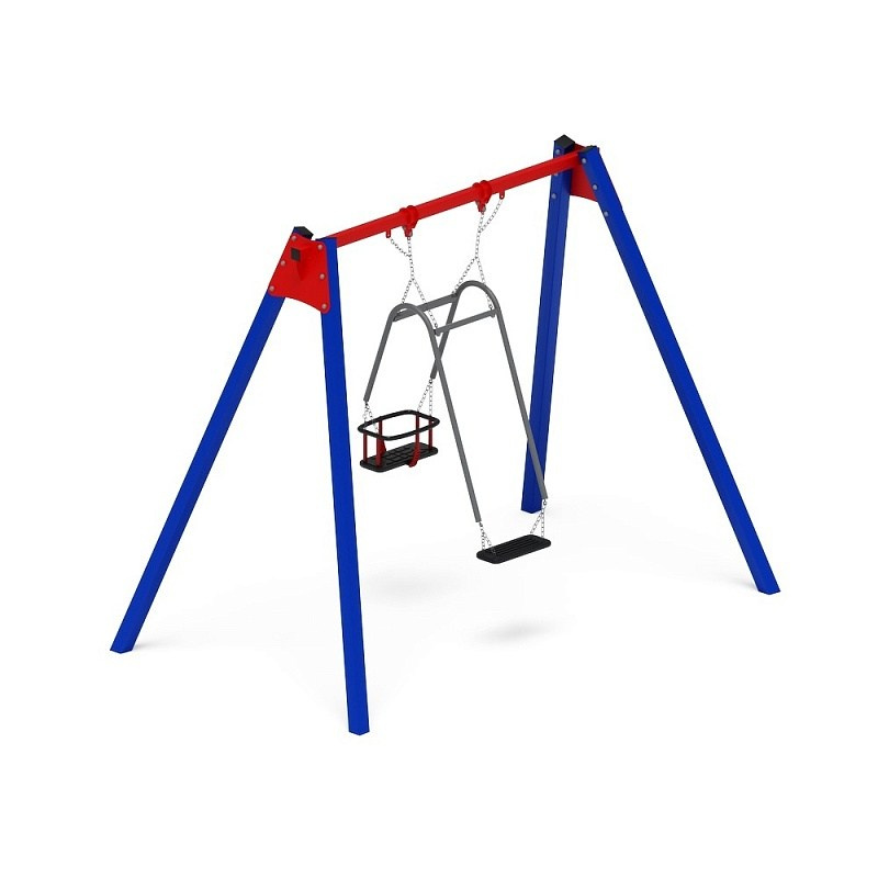 Качели мама и малыш Семья - ИО 11.М.07.01-02 Габариты (ШхДхВ): 1870x3100x2400 Зона безопасности, мм: 3100х7700 Возрастные ограничения от 3 лет, весом не более 70 кг