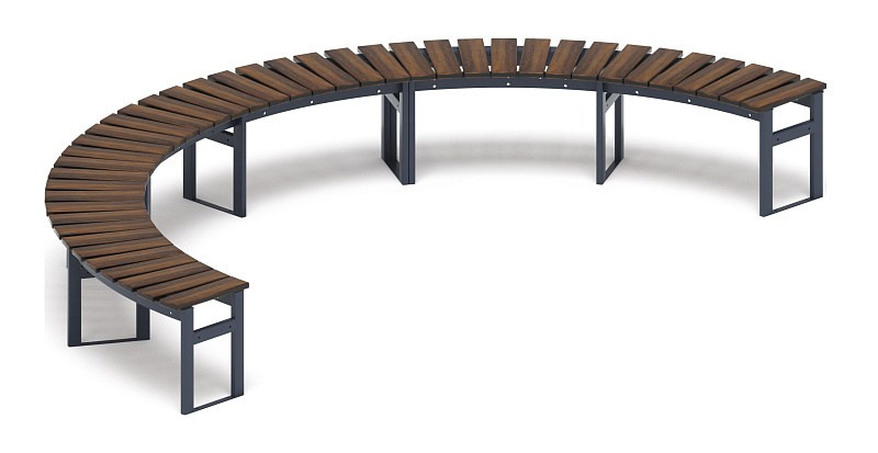 Модульная скамья радиальная (темный дуб) МФ 42.01.24 Габариты (ШхДхВ): 3500х1750х450 мм