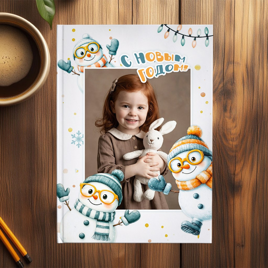 Обложка для фотокниги, снеговик, новый год, Новогодний альбом для детского сада Снеговики