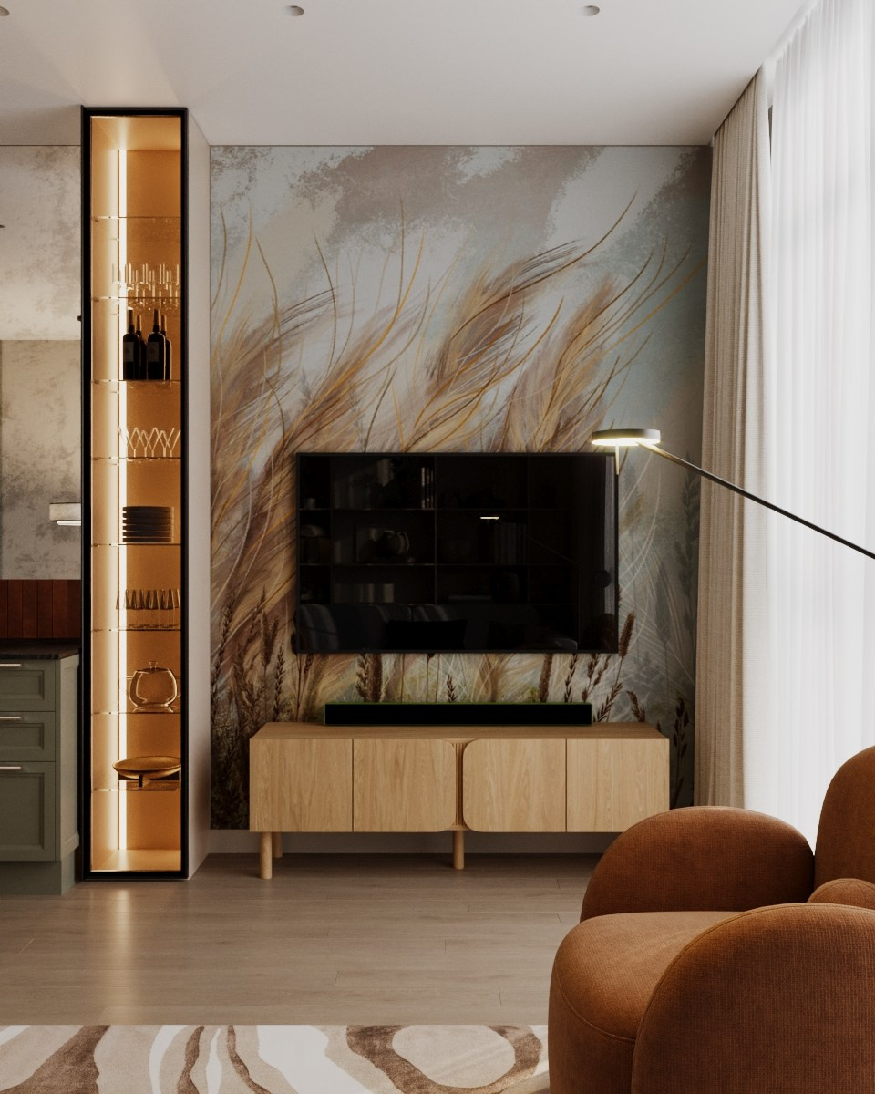 Кухня —гостиная ЖК Голландия. Визуализатор Векшина Елена