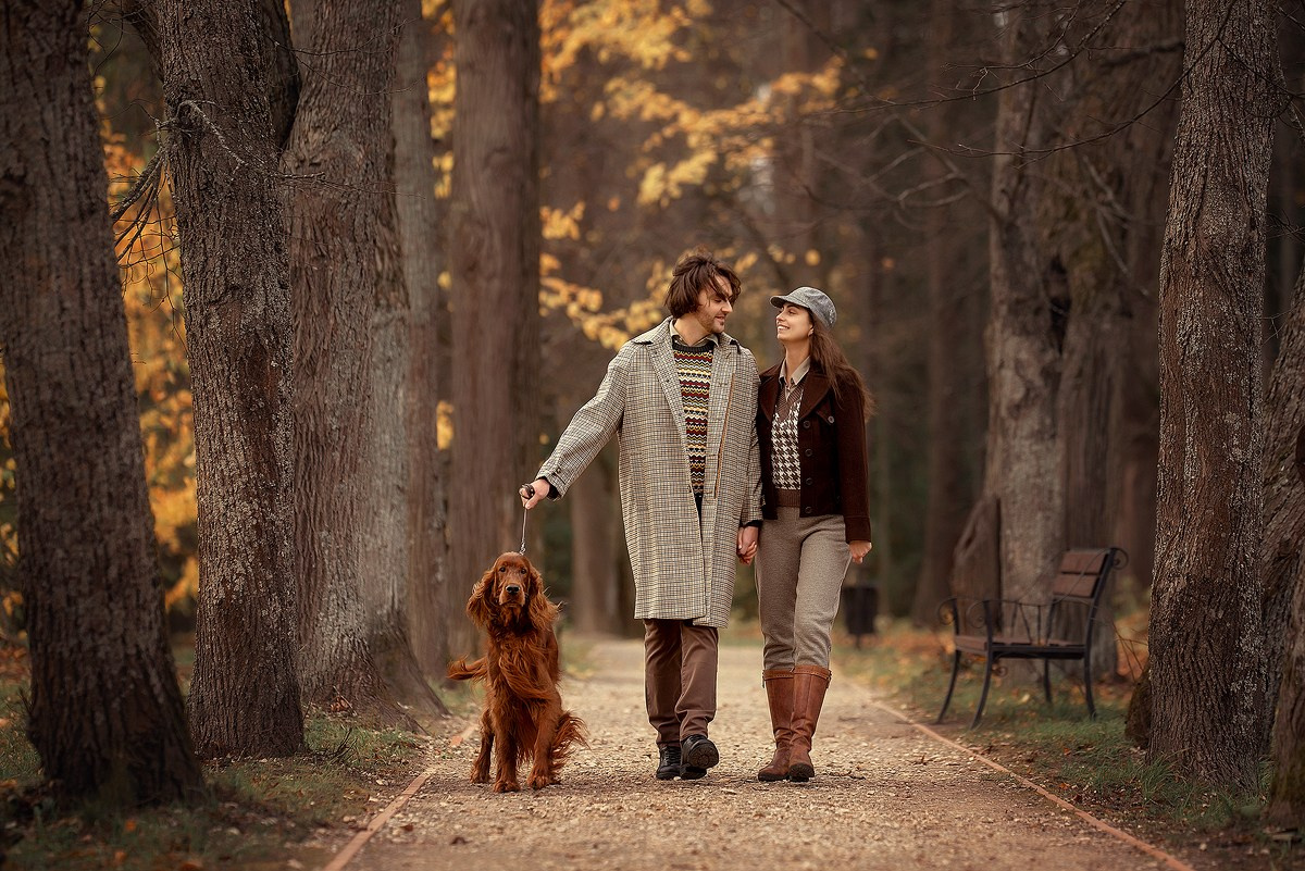 Стильная осенняя съемка пары в исторической усадьбе. Tatyana Nadezhdina Family photographer