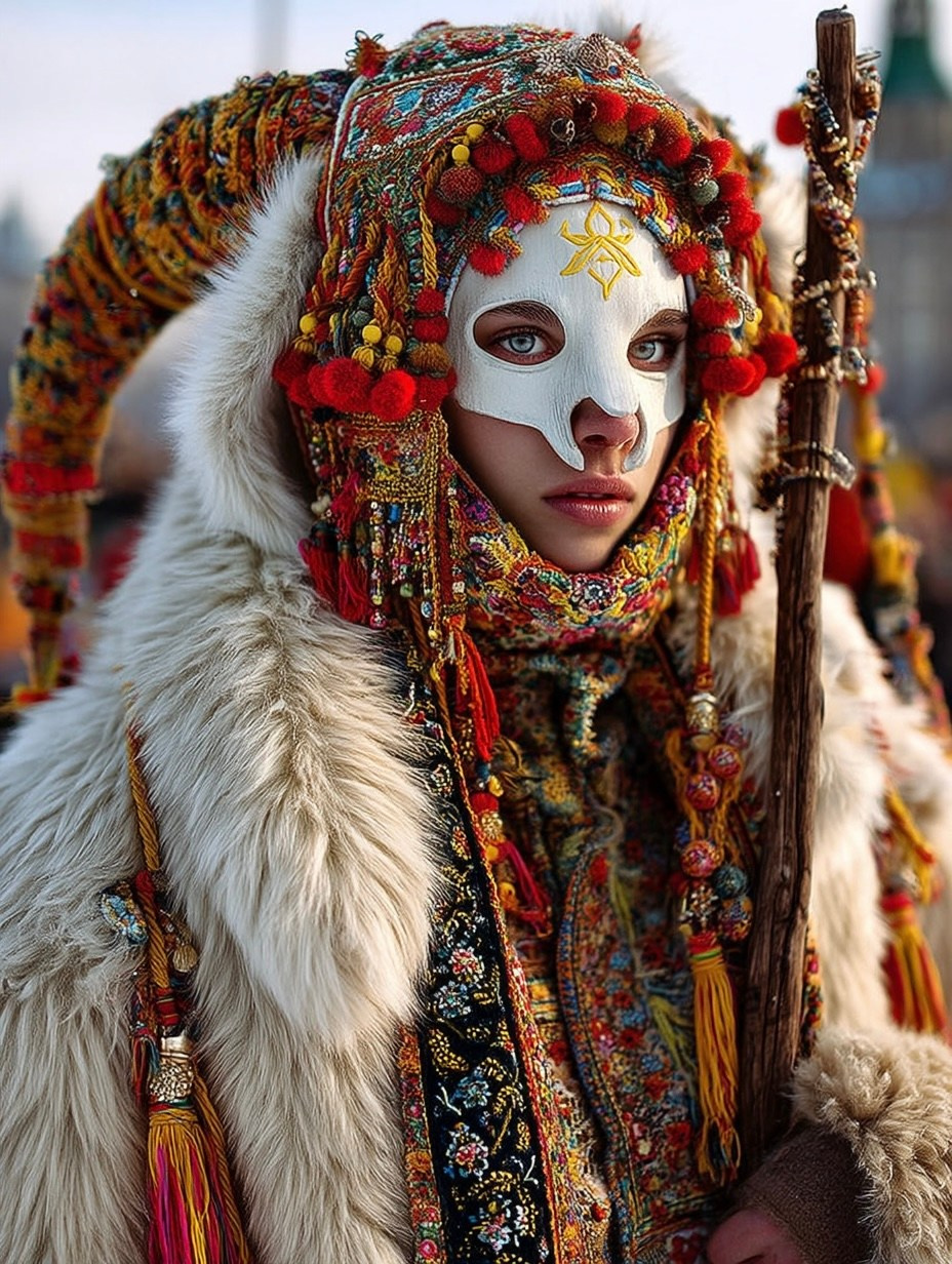AI образ в этническом стиле, художественный визуал к теме Масленицы