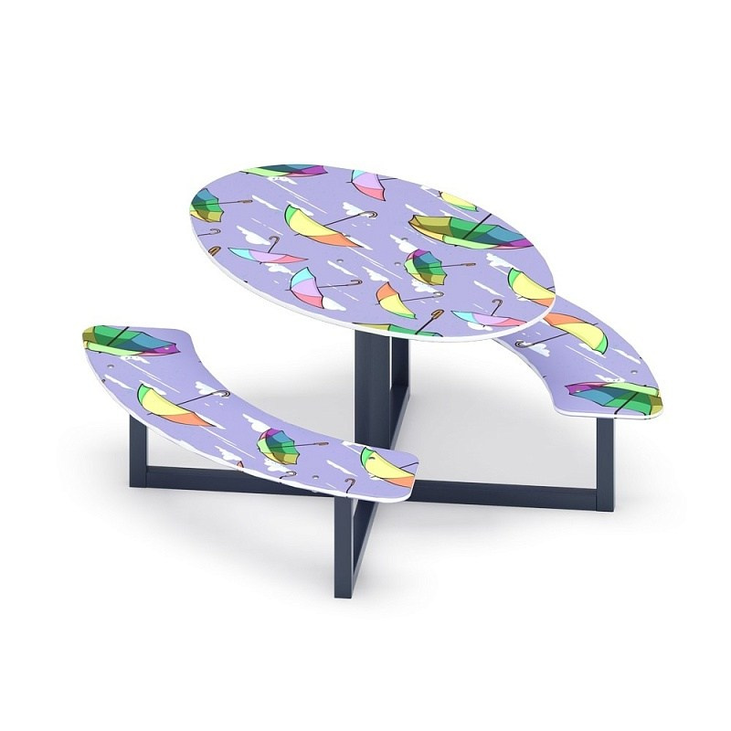 Столик детский круглый (Зонтики) - МФ 31.01.01-03 Габариты (ШхДхВ): 1165x1180x620 мм Зона безопасности, мм: 2165х2180