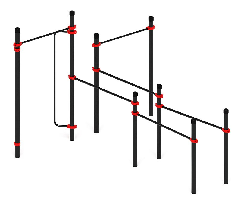 Воркаут ЛОВ 108 красный ВТ 102.16-01 Габариты (ШхДхВ):3940х3480х2600 Зона безопасности, мм:6940х6480