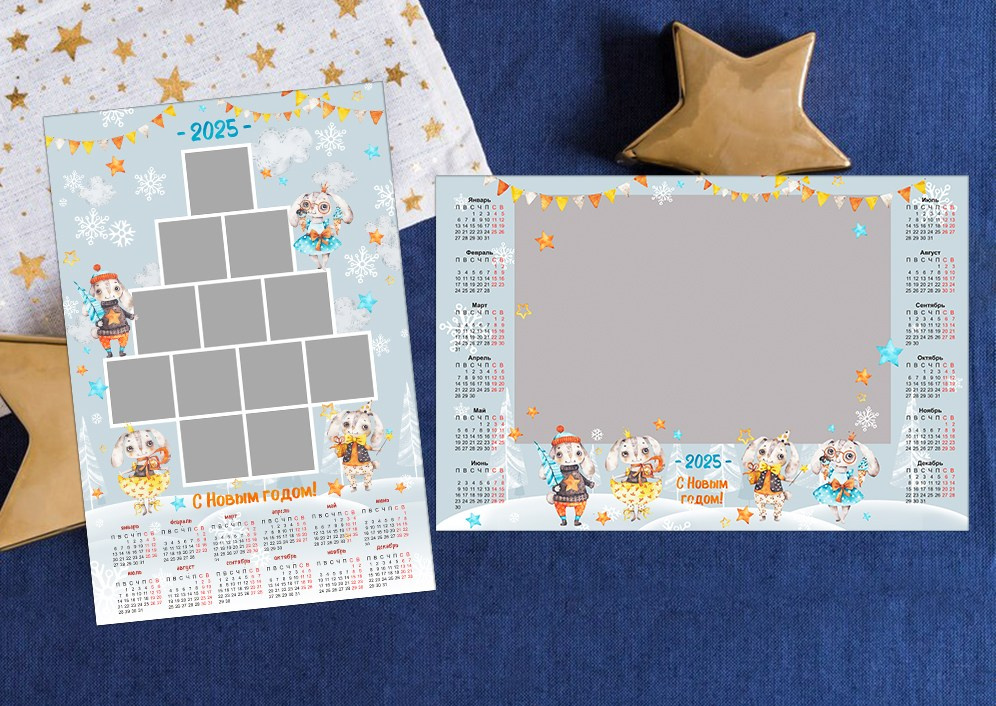 Шаблон новогодней семейной фотокниги, календарь новогодний 2025, medlori.wfolio Выпускные альбомы в Липецке Медведева Лариса фотограф, общее фото Снеговики, куб, общее фото