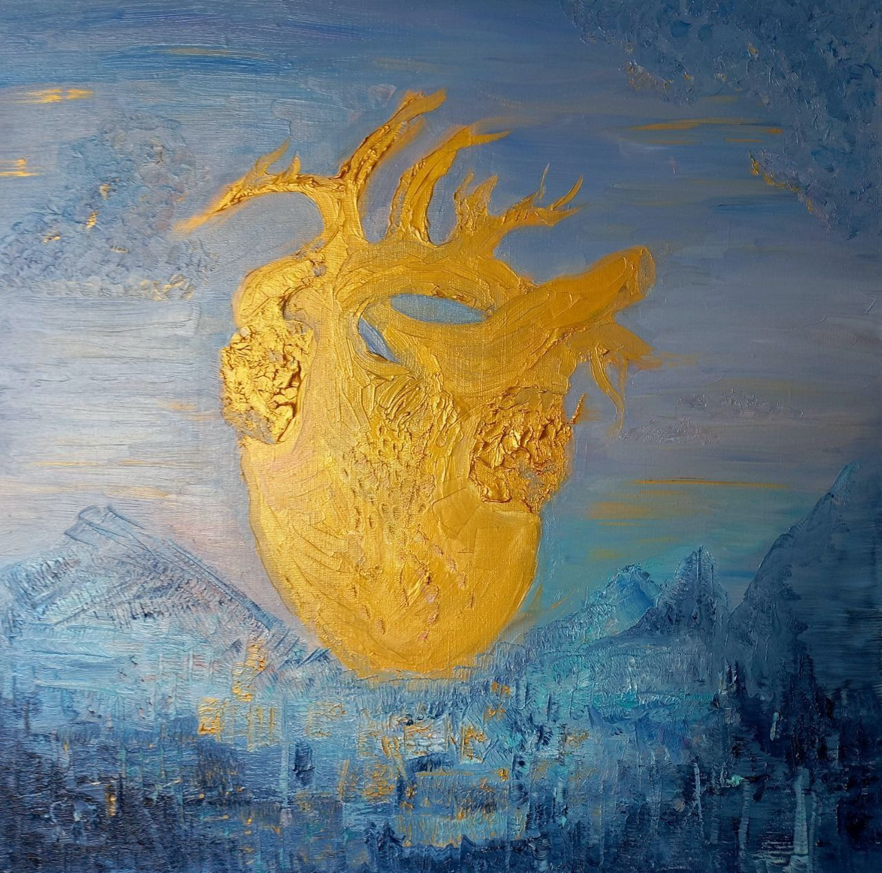 "Сердце. Открытие".  Масло, холст, 70x70 см, 2025