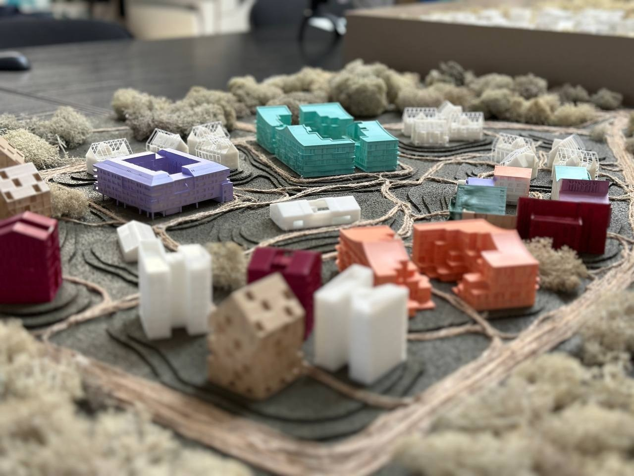 Курсовой макет поселка для студентов МАРХИ часть2. 3D печать