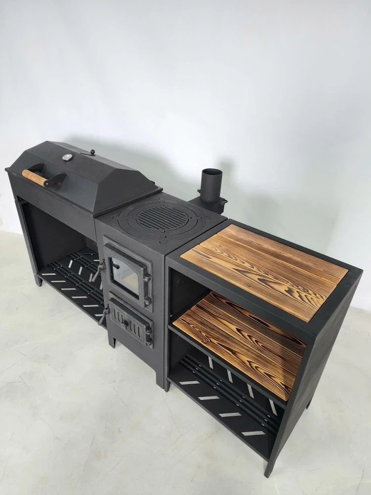 «ДЖЕТА» с печью под казан и смокер с реверсным движением жара. Купить / заказать мангал для дома в Краснодаре от производителя «Дарбин»