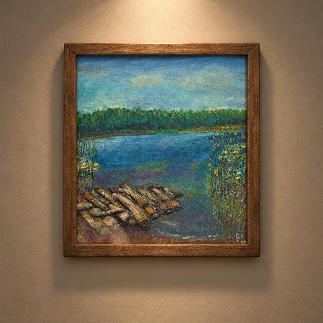 Плот (200). Пастель/холст.