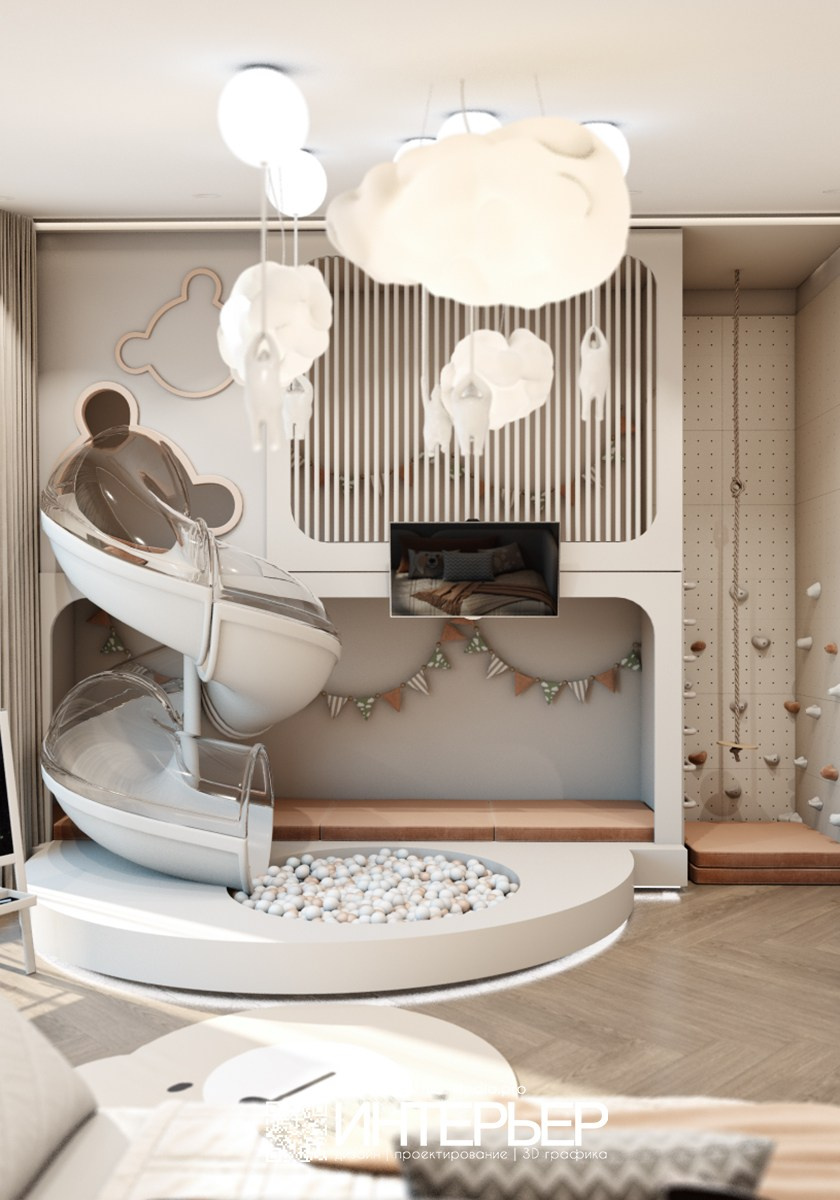 Детская и гостевая спальня. Дом Винсады. Дизайн интерьера, 3D визуализация и 3D моделирование. Создание проектов и чертежей. КМВ: Кисловодск, Пятигорск, Ессентуки и удаленно