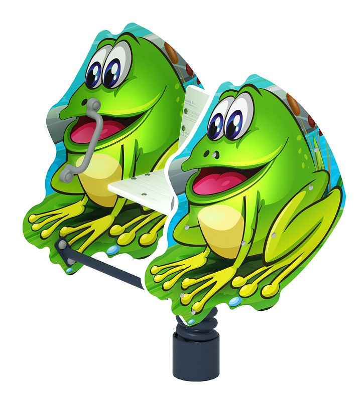 Лягушка - Качалка на пружине - ИО 22.01.07-И1 Габариты (ШхДхВ): 720х560х1000 Зона безопасности, мм: 2720х2560 Возрастные ограничения весом не более 70 кг