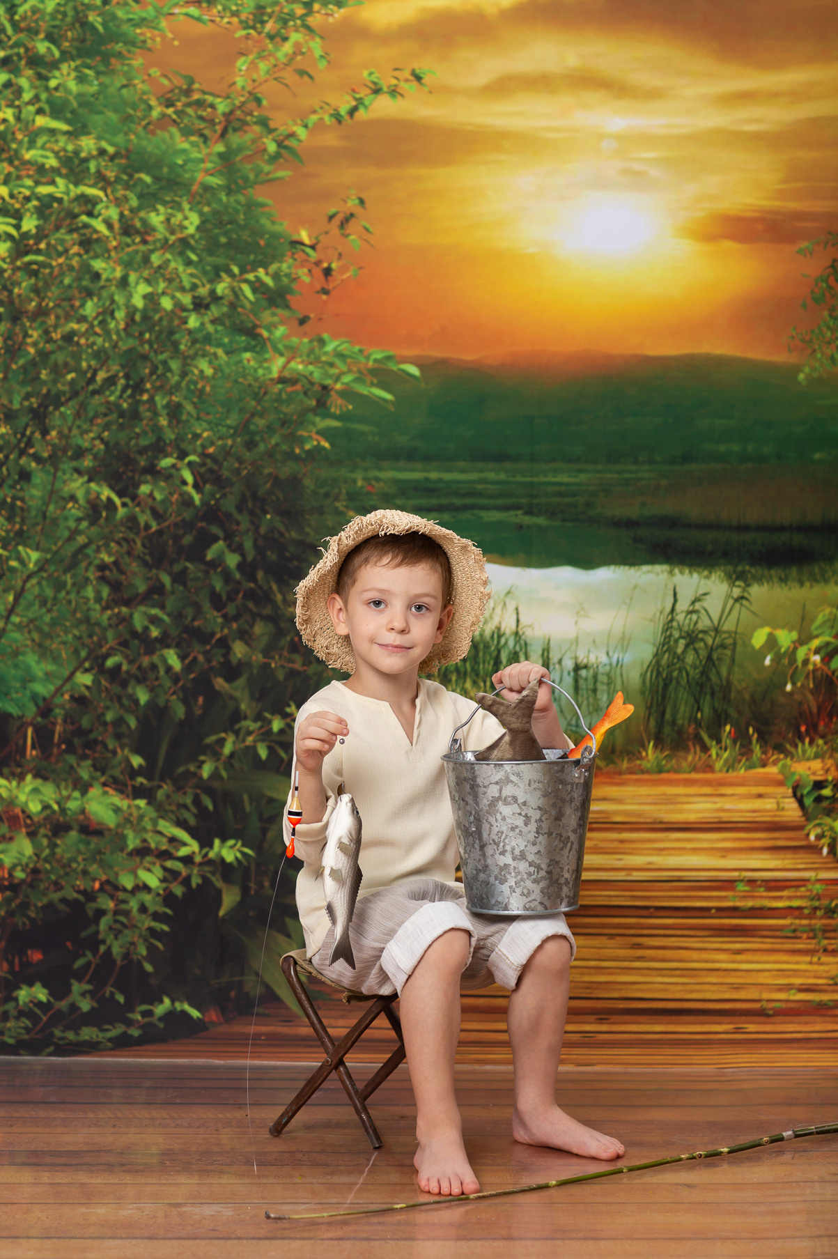 Детская тематическая костюмированная фотосессия Рыбачок. 