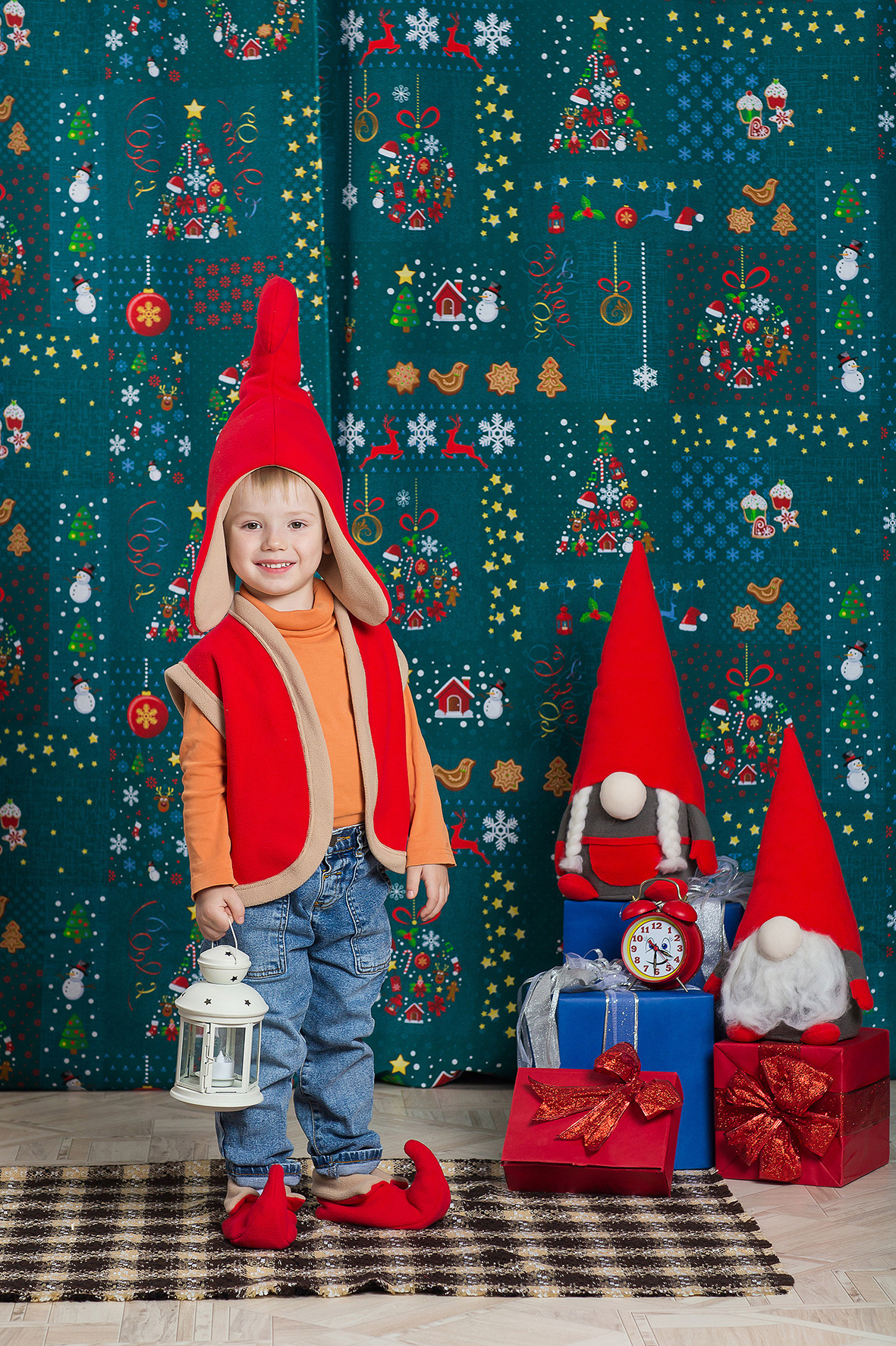 Детская новогодняя костюмированная фотосессия. Гномики.