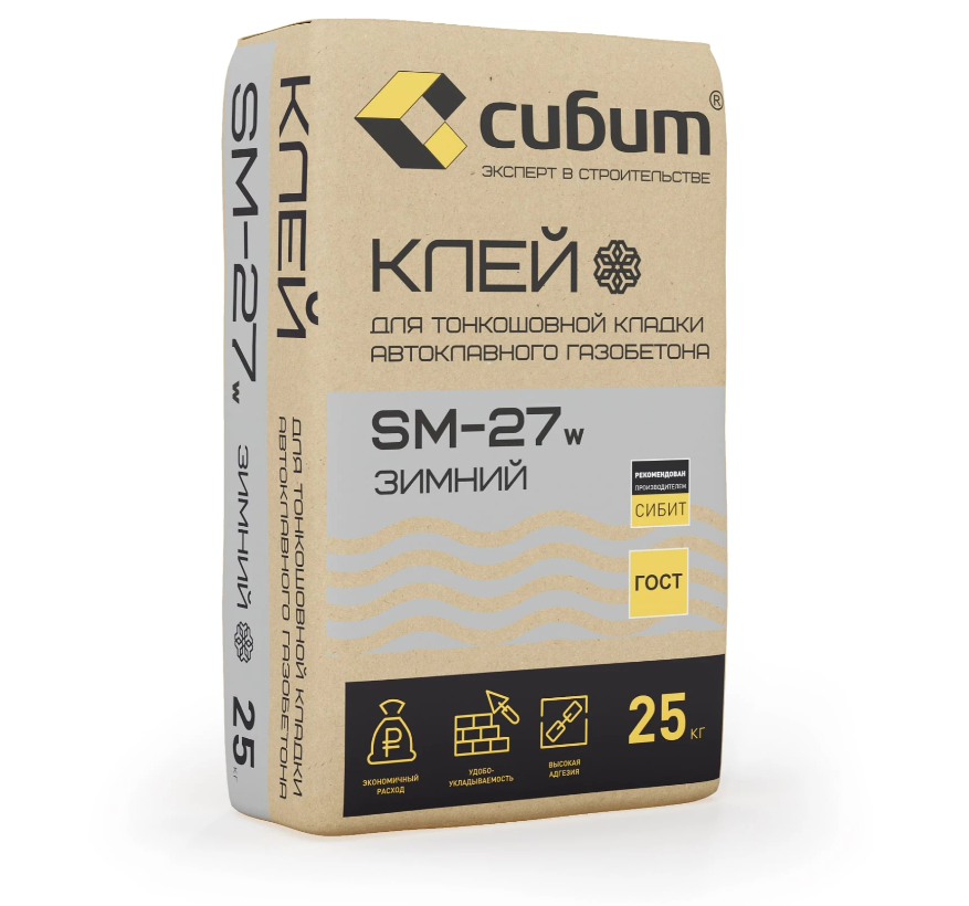 Клей для газобетона СИБИТ Зимний, 25 кг.    395 ₽/шт.