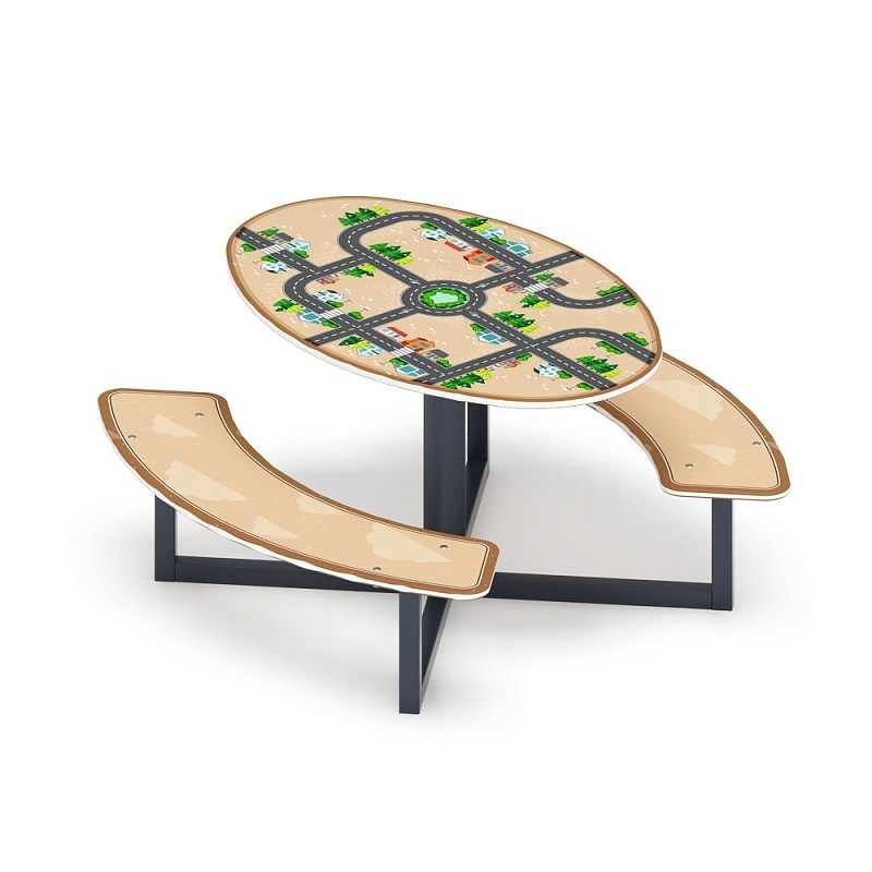 Столик детский круглый (Город) - МФ 31.01.02-01 - Игра Габариты (ШхДхВ): 1165x1180x620 мм Зона безопасности, мм: 2165х2180