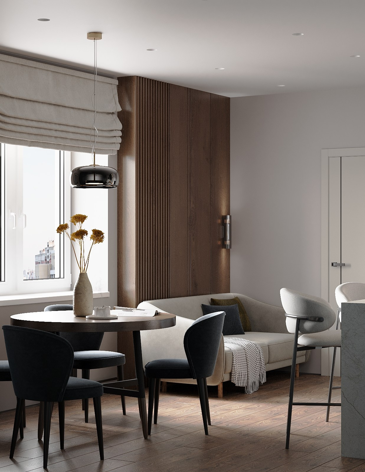 Kitchen living room. designer marunaarthomes. 3d визуализатор интерьеров