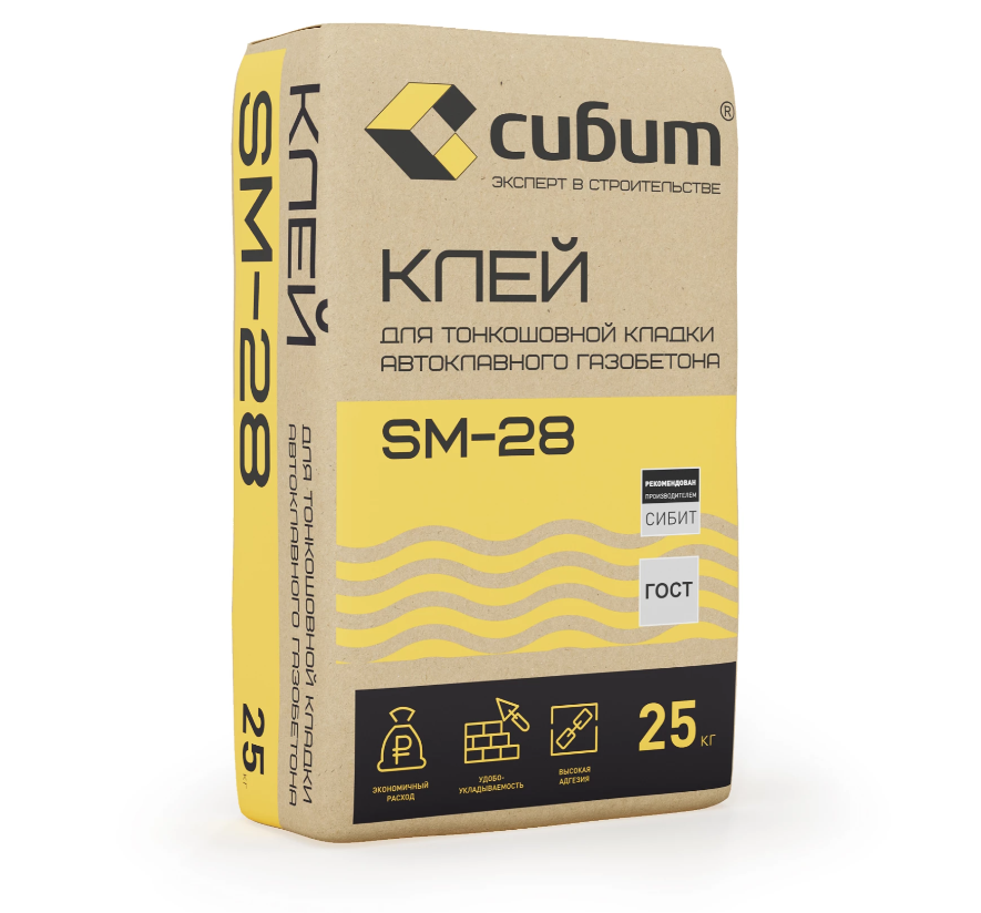 Клей для газобетона СИБИТ, 25 кг.    365 ₽/шт.