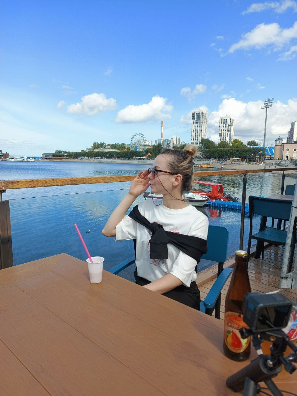 Порт, Владивосток, корабль, море, машины, кран, танкер, кофе, девушка