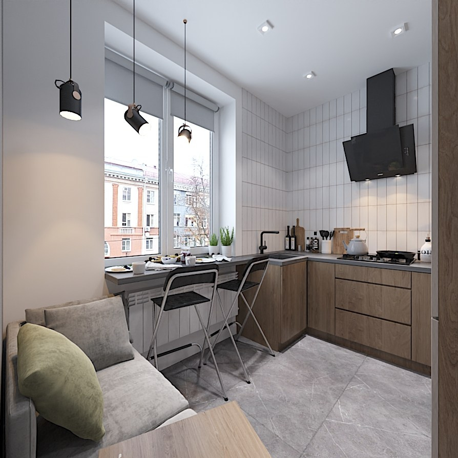 Маленькая кухня в хрущёвке. Студия интерьерной визуализации и дизайна FishkaRom в Краснодаре и по всей России