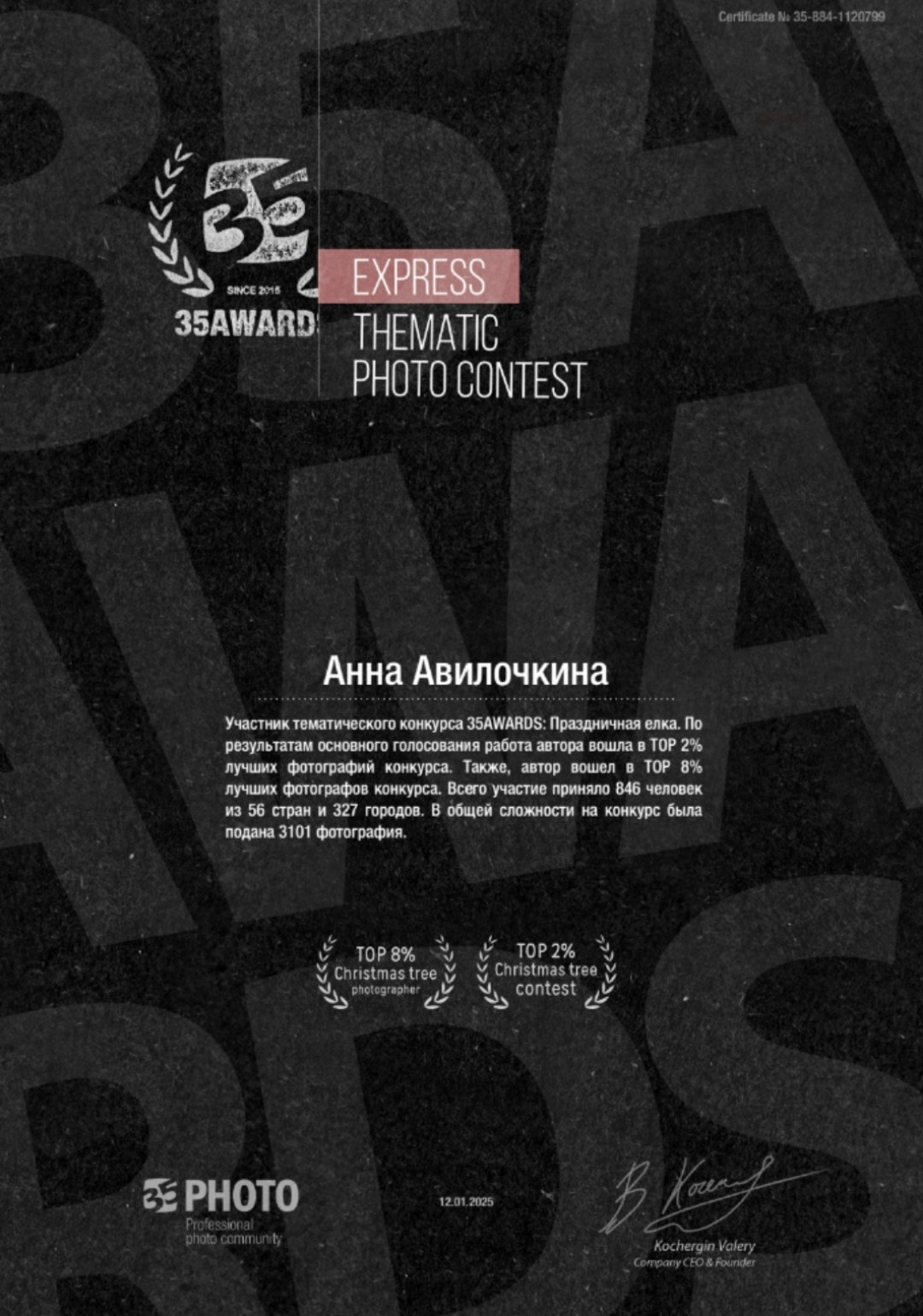 35 AWARDS. Семейный и свадебный фотограф в Москве и Домодедово Анна Авилочкина