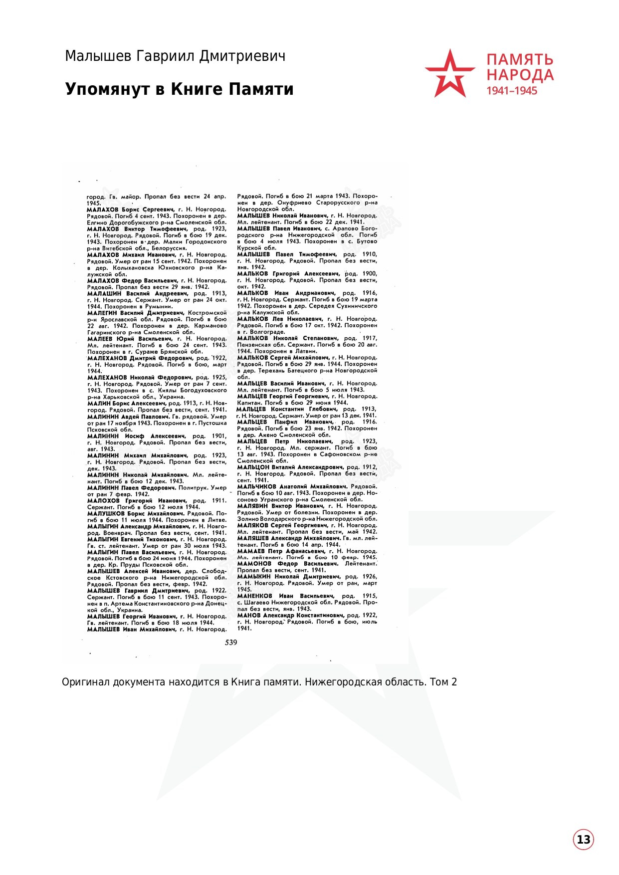 Малышев Гавриил Дмитриевич. НРОО КЦ "Собаковод"