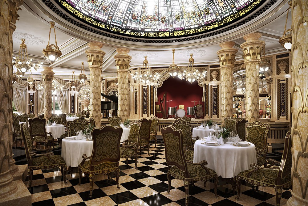 Шахматный пол в ресторане Турандот