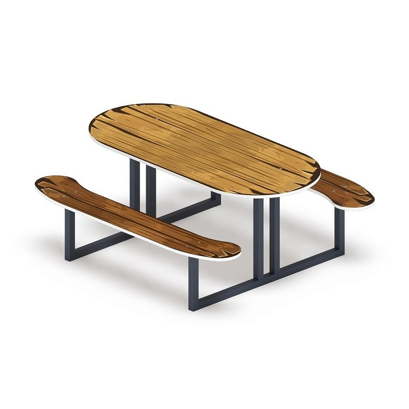 Столик детский овальный - МФ 31.01.09-02 Габариты (ШхДхВ): 1480x1340x625 мм Зона безопасности, мм: 2480х2340