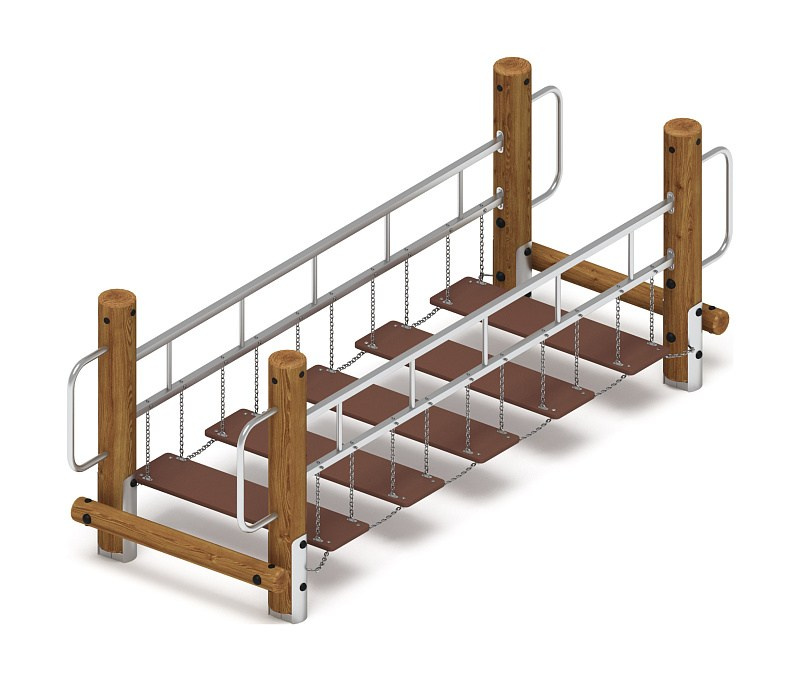 Мост подвесной (лиственница темный) СО 1.82.06-Л.И1.01 Габариты (ШхДхВ): 1200х3660х1350 Зона безопасности, мм: 3200х5600
