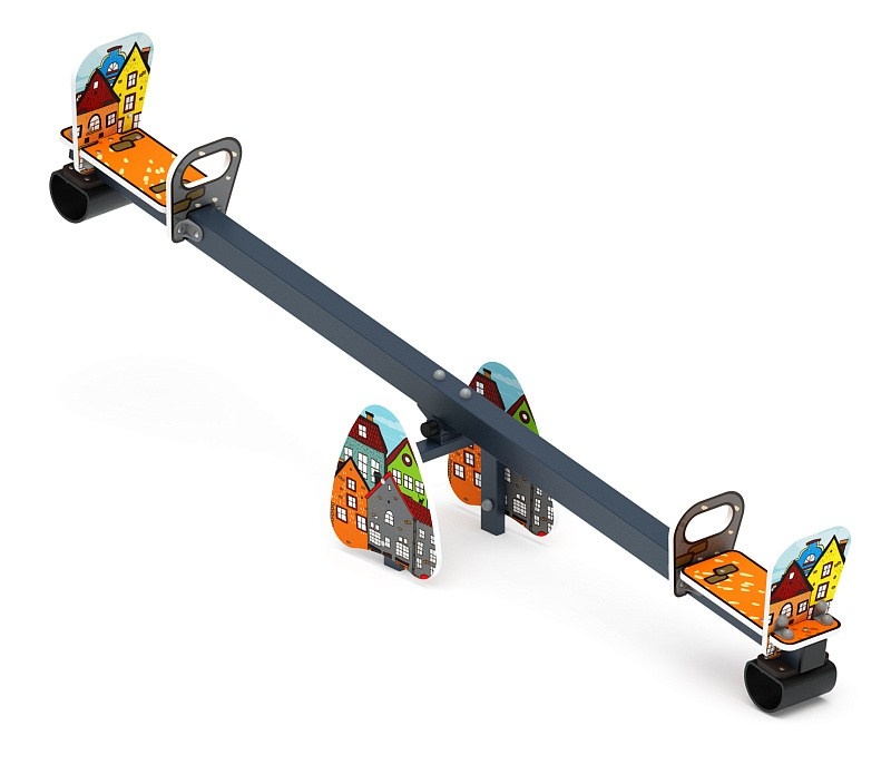 Качалка балансир со спинкой большой (Город) - ИО 21.М.01.05-04.И1                                                                                                                                    Габариты (ШхДхВ): 2800x400x750                                                                                                                                                                        Зона безопасности, мм: 4800х2400                                                                                                                                                       Возрастные ограничения от 4 до 8 лет