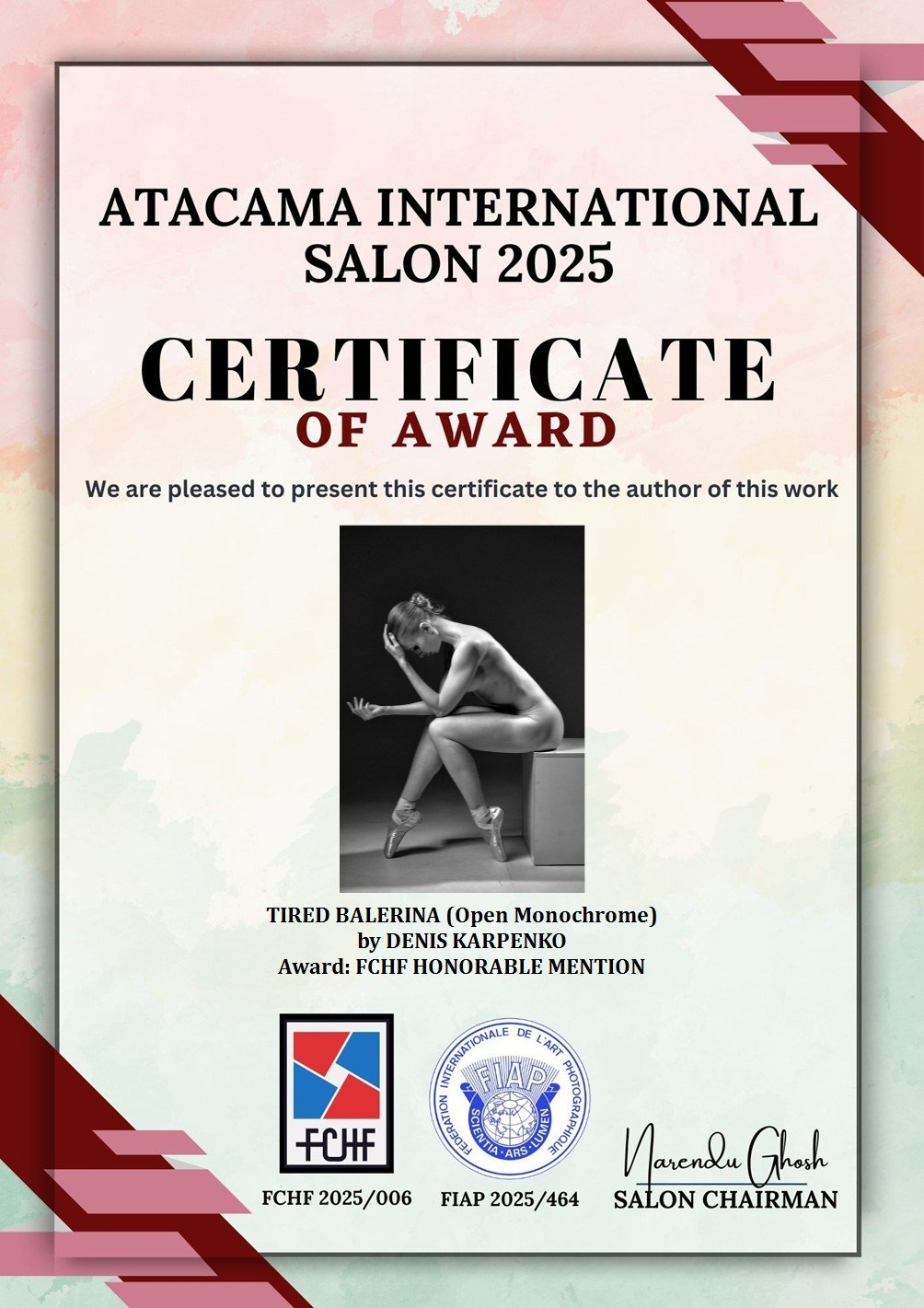 Достижения и дипломы. Сайт Алматинского НЮ АРТ, будуар и фэшн фотографа Дениса Карпенко