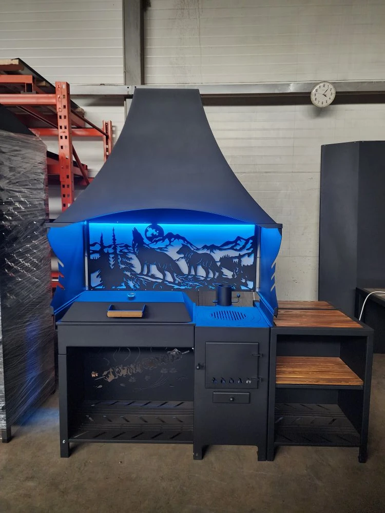 «ДЖЕТА» с расширенным вытяжным зонтом и светодиодной подсветкой. Купить / заказать мангал для дома в Краснодаре от производителя «Дарбин»