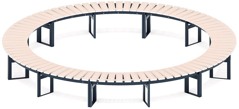 Модульная скамья радиальная (беленый дуб) МФ 42.01.26-01 Габариты (ШхДхВ): 3500х3500х450 мм