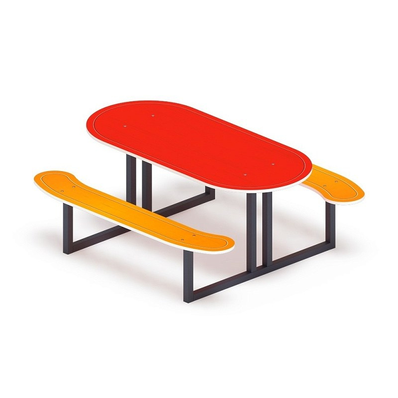 Столик детский овальный - МФ 31.01.09-01 Габариты (ШхДхВ): 1480x1340x625 мм Зона безопасности, мм: 2480х2340